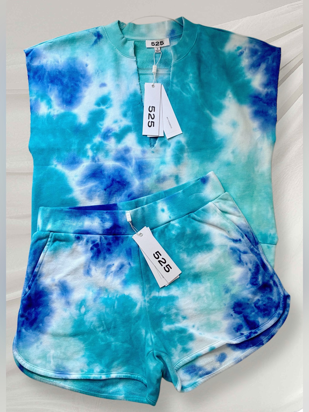 Nwt 525 America Tie Dye Two Piece Lounge/Casual Set In Baja Blue Multi